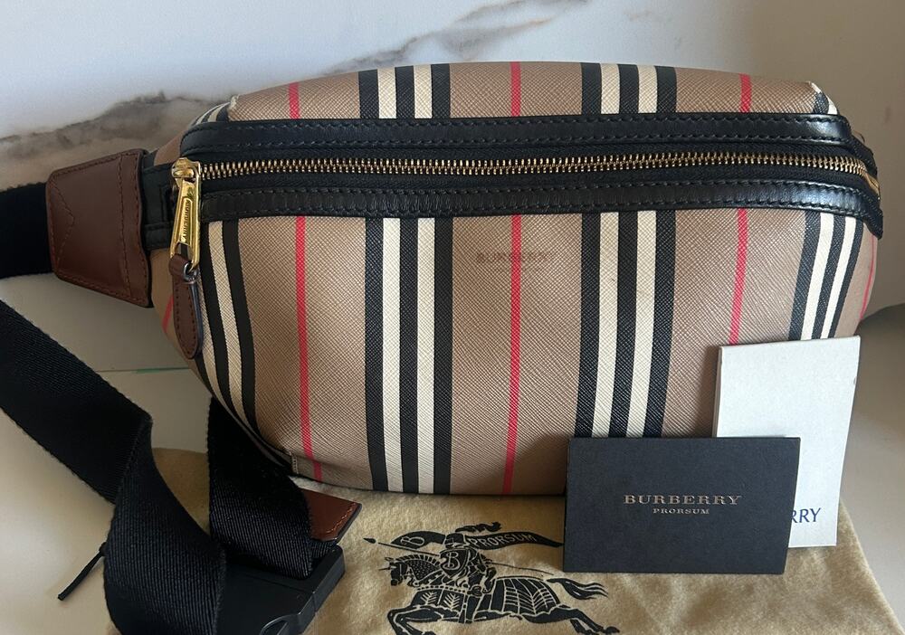 Burberry Icon Stripe E-Canvas Sonny Bum Bag /Waist Bag